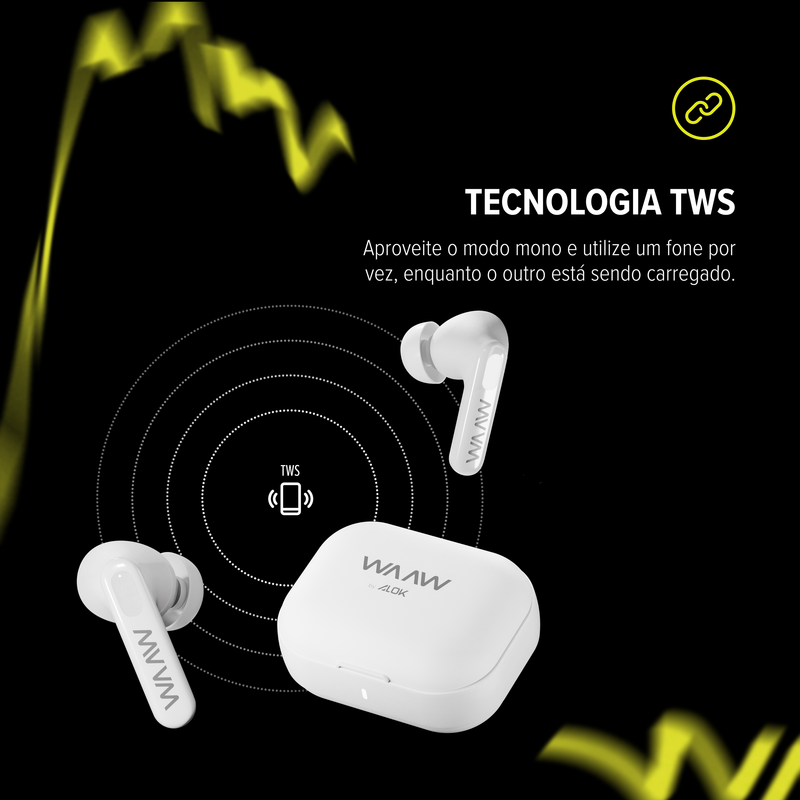 Fone de Ouvido Bluetooth WAAW MOB 500 White ANC