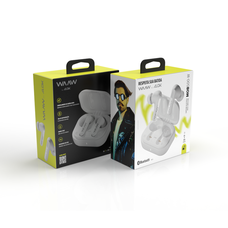Fone de Ouvido Bluetooth WAAW MOB 500 White ANC