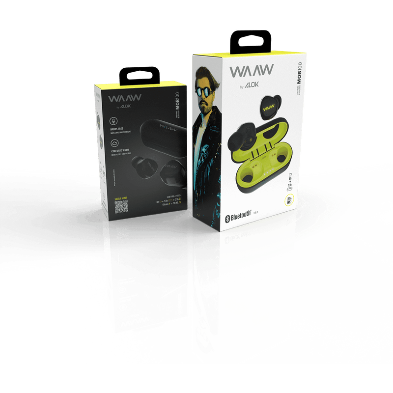 Fone de ouvido bluetooth WAAW MOB 100EB