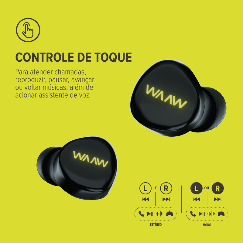 Fone de ouvido bluetooth WAAW MOB 100EB