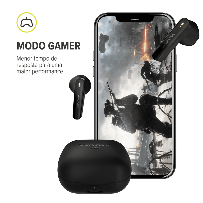 Fone de ouvido bluetooth WAAW MOB 200EB