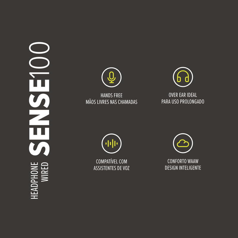 Fone de ouvido com fio WAAW SENSE 100HW