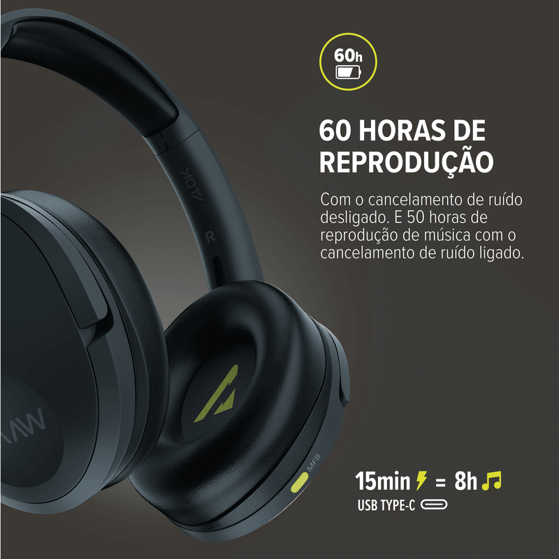 Fone de ouvido Bluetooth WAAW SENSE 300HBNC
