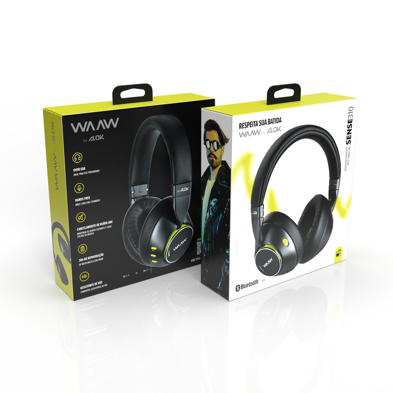 Fone de Ouvido Bluetooth Noise Cancelling WAAW SENSE 310