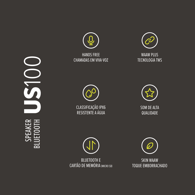 Caixa de som Bluetooth WAAW US 100SB
